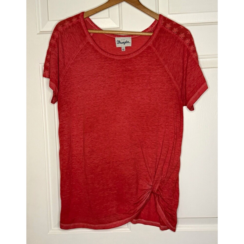 Wrangler Women’s Red Short Sleeve Eyelet T-Shirt Size L 112318328